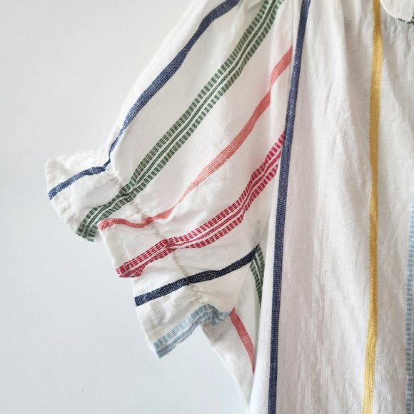 dRA Los Angeles Rainbow Striped Button Down Midi Dress 100% Cotton Size L - Picture 10 of 17